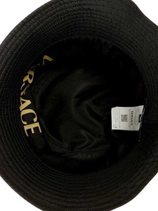 Versace Multi-Color Baroque/ Logo On Black Reversible Bucket Hat Size 58